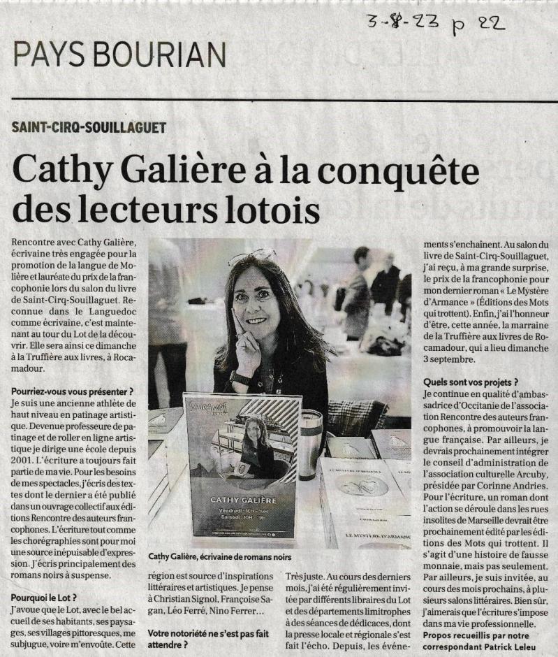 03 08 23 la depeche cathy galiere a la conquete des lecteurs lotois