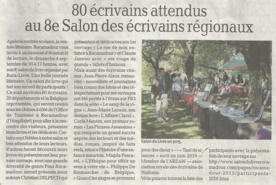 80 ecrivains attendus au 8eme salon des ecrivains regionaux l