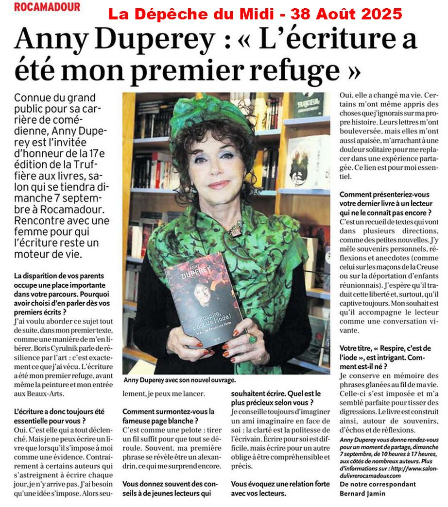 Anny dyperey la depeche du midi 30 08 2025