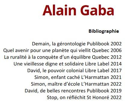 Bibliographie alain gaba