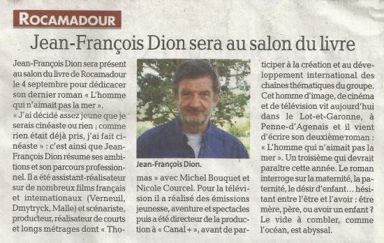 Jean francois dion sera au salon du livre la depeche du 05 05