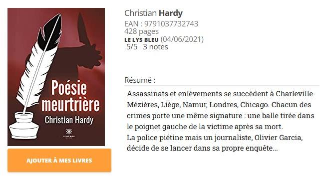 Livre poesie meurtriere christian hardy